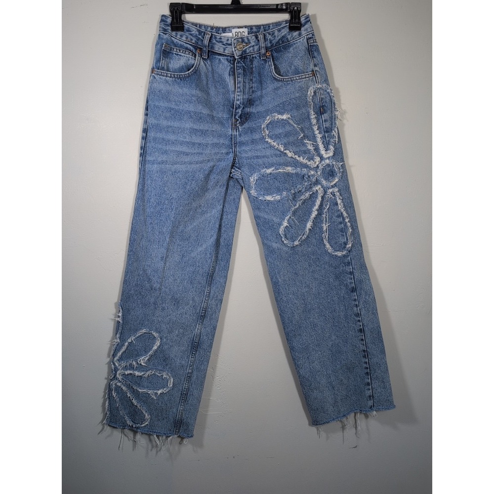 BDG Urban Outfitters Womens 27/32 Boyfriend Jeans Applique Flower Y2K Baggy